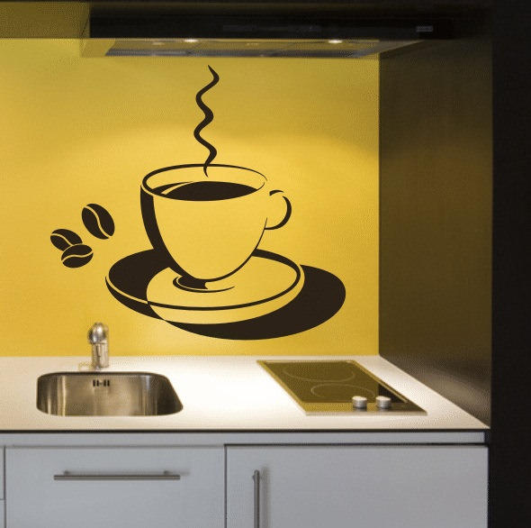 Изображение чашки кофе на кухне уже стало классикой
