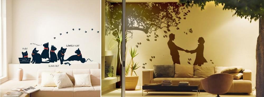 Декор с помощью наклеек на стены светлых тонов рекомендуется делать с точки зрения полноценного отдыха, релаксации и пользы для психологического состояния человека