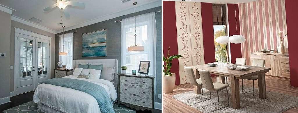 Не рекомендуется использовать противоположные цвета в спальне: для данной комнаты хорошо подойдет сочетание обоев одного цвета, но разных оттенков
