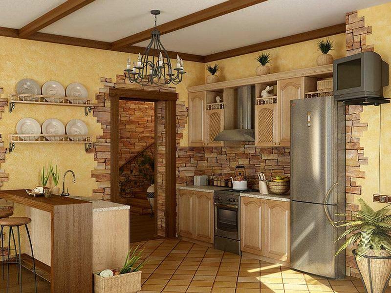 Красиво оформленные стены кухни станут хорошим фоном для обустройства интерьера