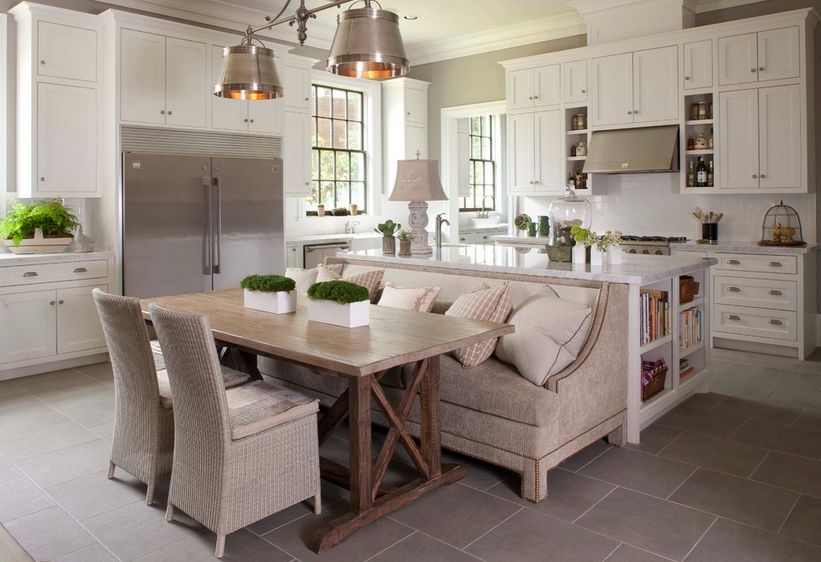 Скамейки для кухни: диван-скамья в стильном интерьере кухни