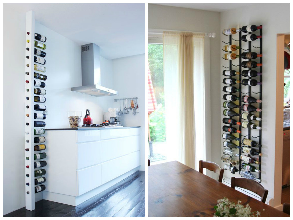 Вертикальные стойки для хранения вин на кухне