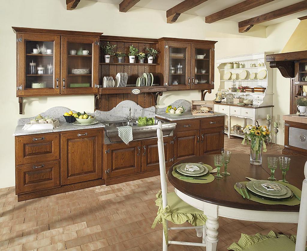 Кухни в стиле кантри: интерьер с деревянной мебелью 