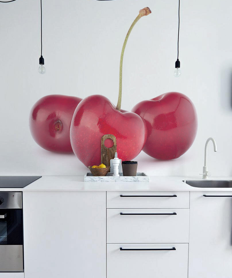 Креативные фотообои в современном интерьере кухни