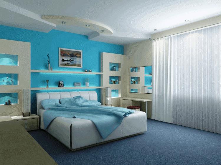 Спальня в голубых тонах фото