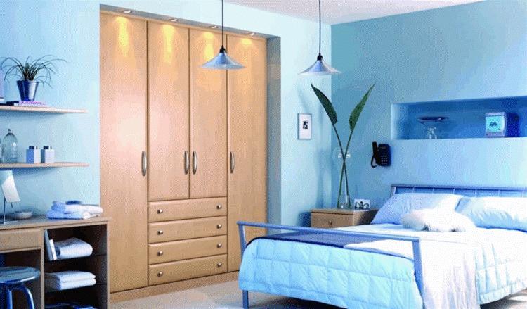 Спальня в голубых тонах дизайн фото