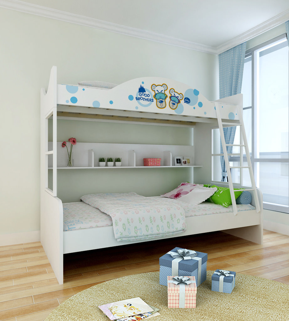 Красивая двухъярусная кровать в интерьере детской комнаты