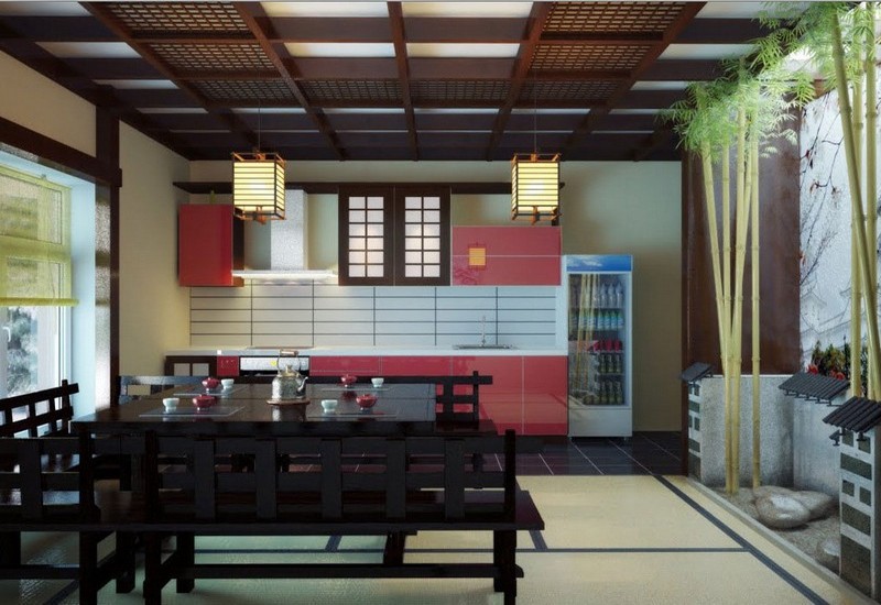 черная кухня в японском стиле фото