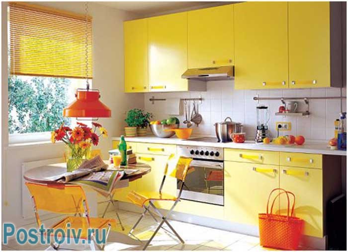 Дизайн кухни в желтом цвете. Фото 2