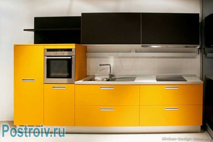 Современная кухня желтого и черного цветов. Фото 12