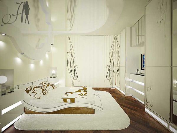 дизайн спальни в стиле арт-деко белый