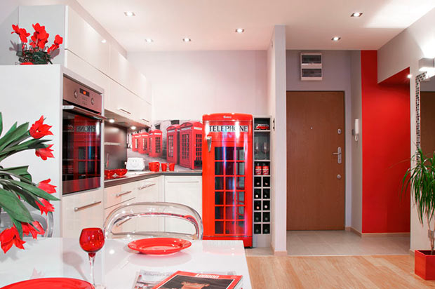 Красная кухня в стиле Лондона
