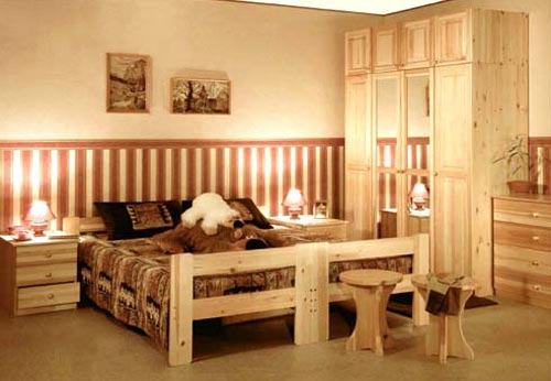 Дизайн спальни с мебелью из сосны