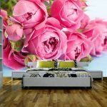 Розовые фотообои с цветами