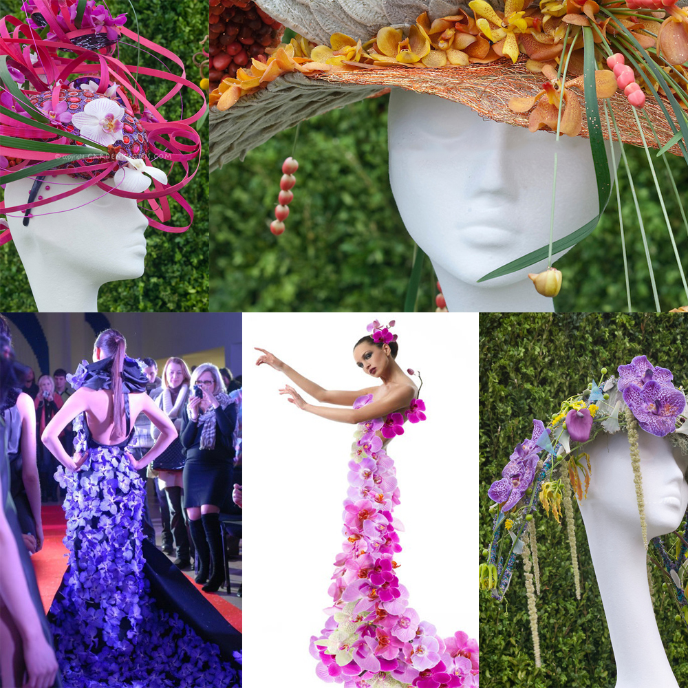 Платья и шляпки из орхидей