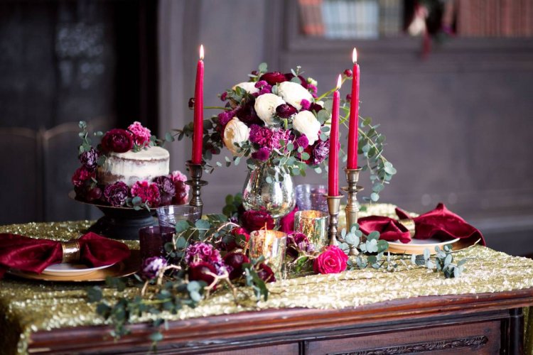 Свадебный декор в цвете марсала