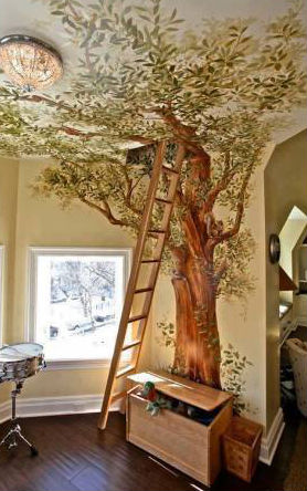 Дерево стена-потолок