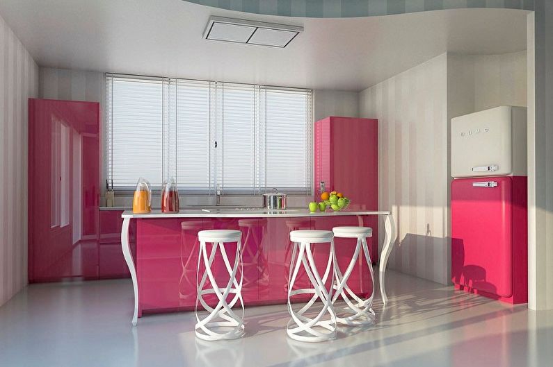 Дизайн розовой кухни - Отделка пола