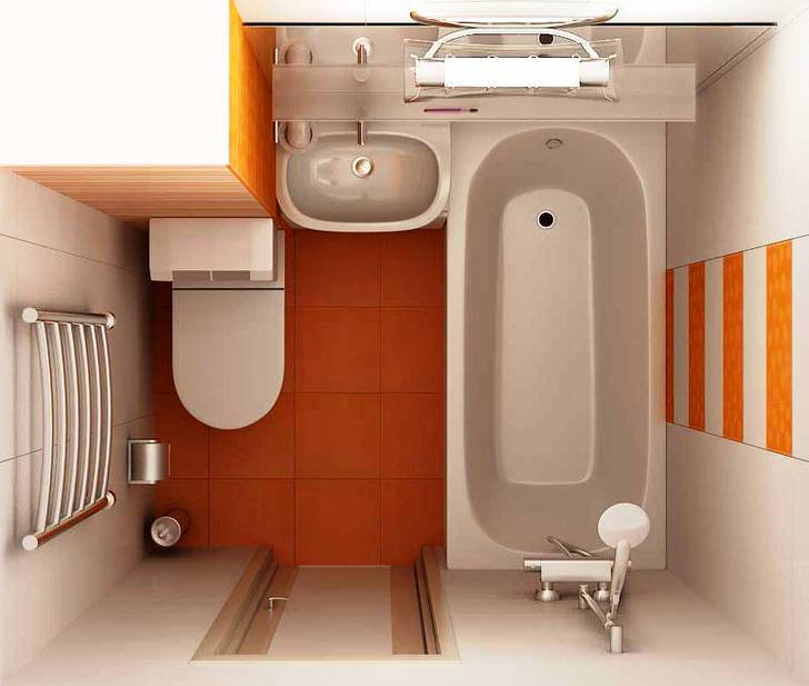 Дизайн красивой и удобной ванны 4 кв. м. (30 фото)