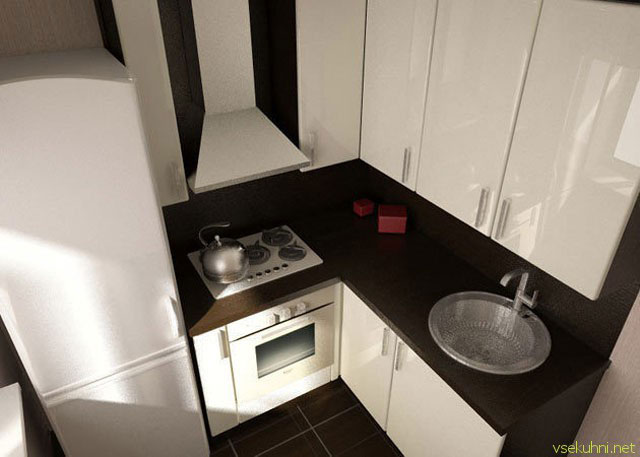 дизайн очень маленькой кухни в стиле минимализм