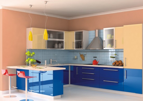 голубые кухни в интерьере