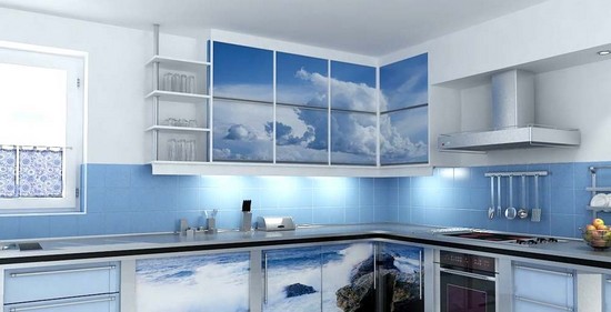 голубая кухня на фото