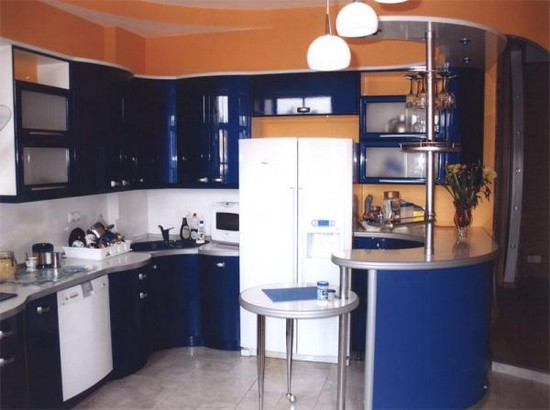 интерьер голубой кухня
