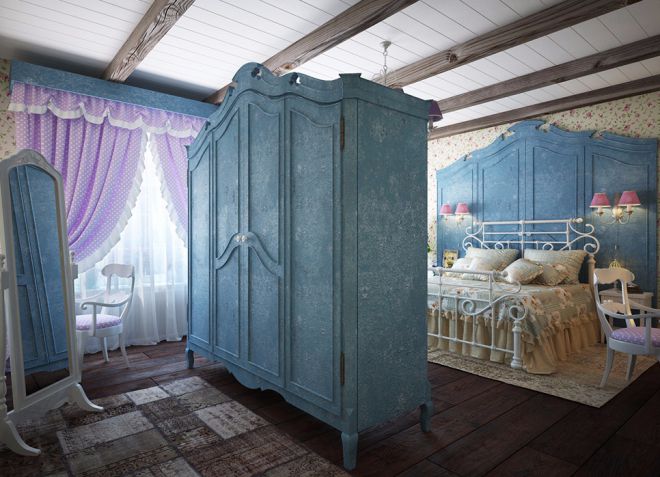 голубая спальня в стиле прованс