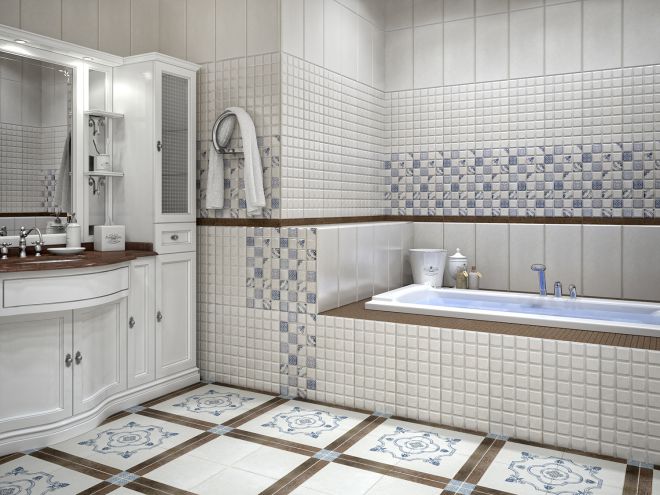 Белая керамическая плитка для ванной