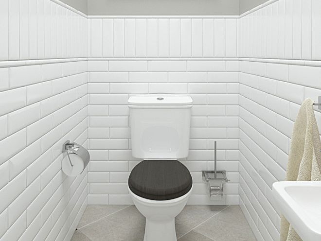 Белая плитка в туалете