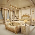 Красивое оформление интерьера спальни в стиле ампир