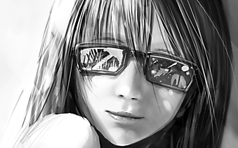 Девушка в очках с бликами . (Код изображения: 23018)