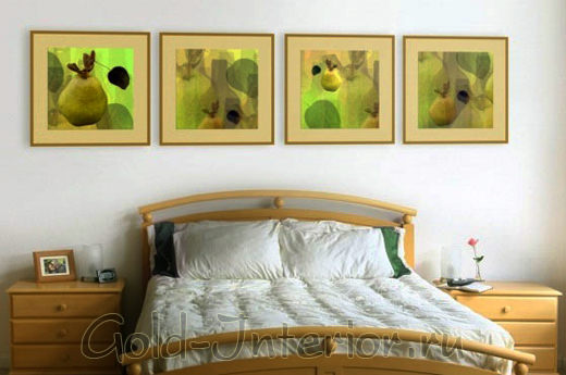 4 картины в спальне