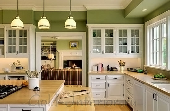 Цвет оливок и карамели в интерьере кухни