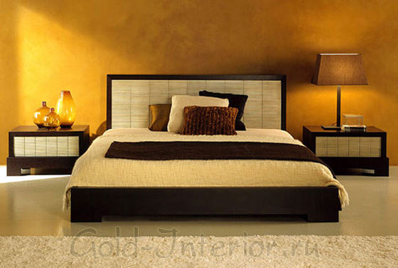 Цвет венге в интерьере спальни: текстиль и элементы мебели