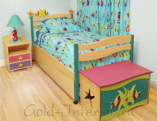 Мягкий оттенок цвета морской волны для детской комнаты