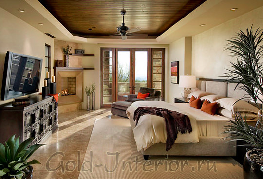 Оттенки коричневого цвета в декорировании спальни