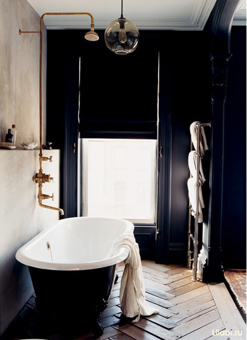 Черный цвет в интерьере ванной комнаты фото
