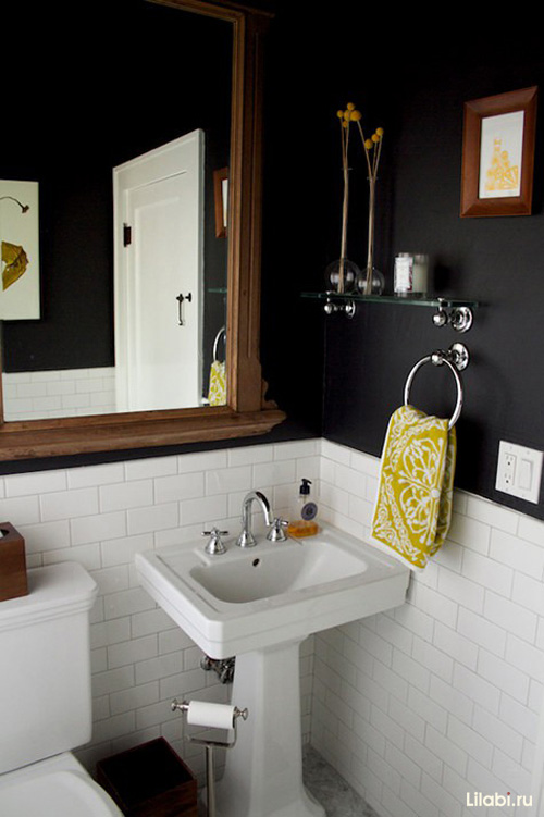 Черный цвет в интерьере ванной комнаты и туалета фото