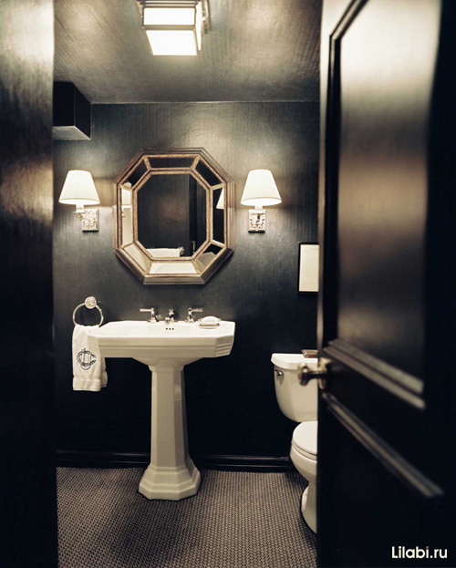 Черный цвет в интерьере ванной комнаты и туалета