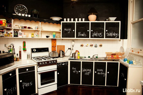 Черный цвет фасадов в интерьере кухни