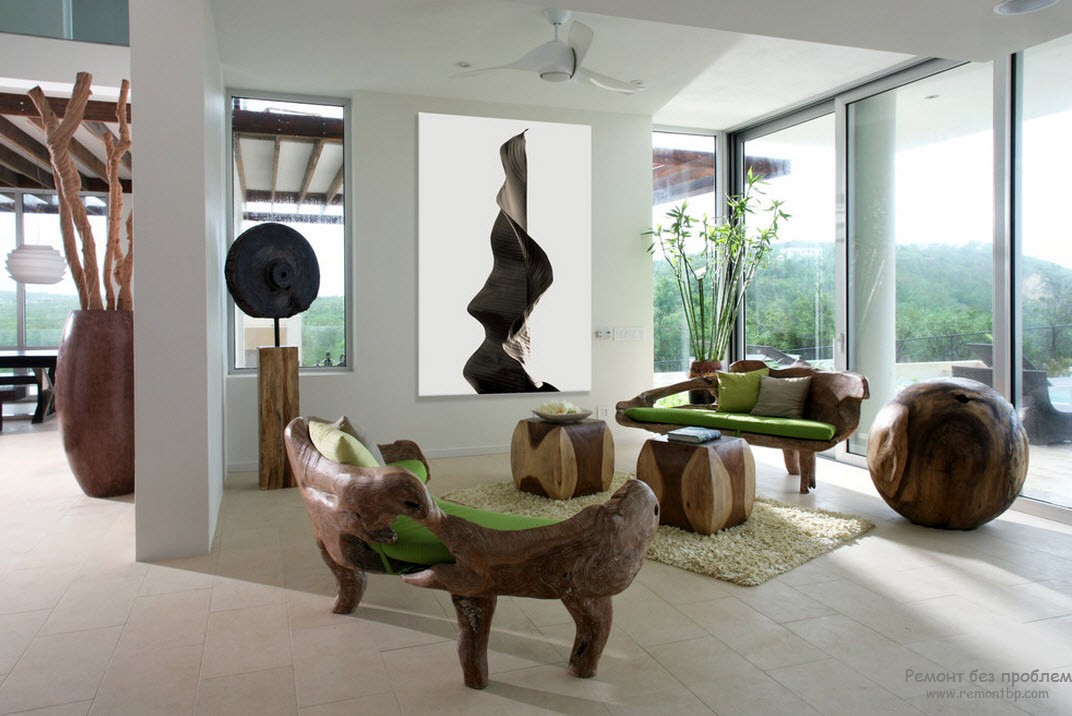 Мебель из цельного массива дерева в дизайне интерьера, Современные идеи на фото