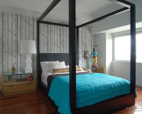 Бирюзовая спальня: интерьер и дизайн и правила сочетания на фото
