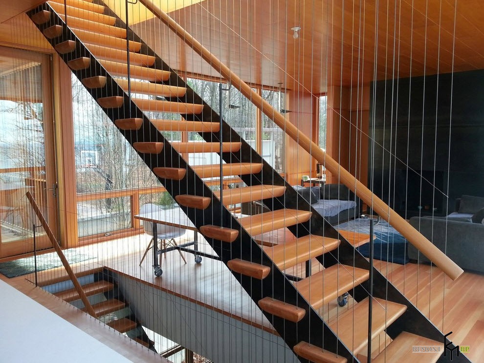 Красивые дизайн лестницы в интерьере загородного дома на фото