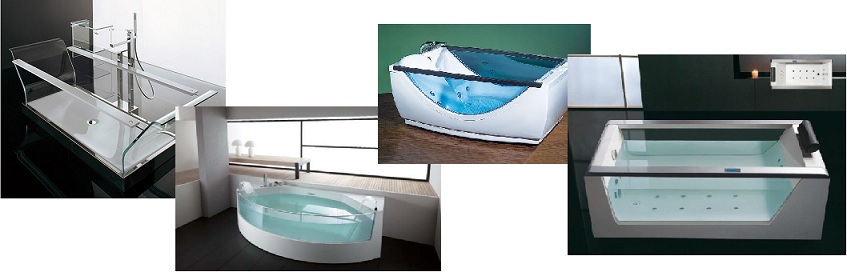 прозрачные ванны разных стилей