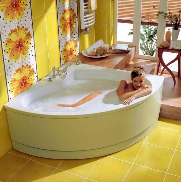 Лимонный цвет в интерьере ванной