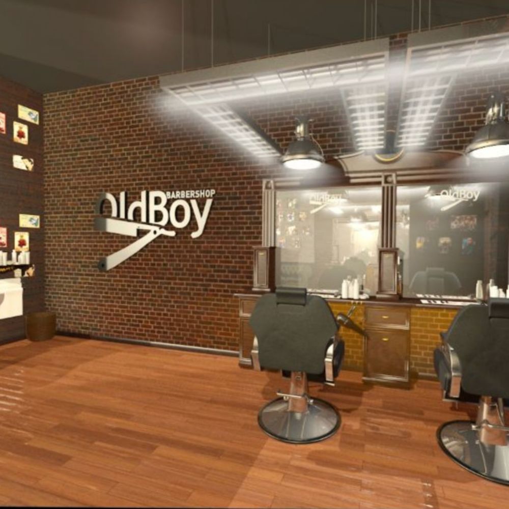 barbershop old boy, old boy отделка, интерьер барбершопа, дизайн барбершопа, барбершоп в стиле лофт