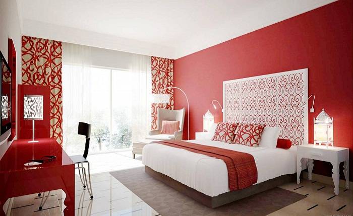 дизайн красной спальни, фото 13