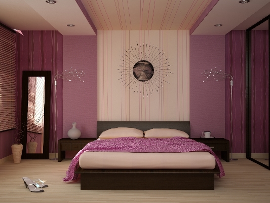 Оформление спальни в фиолетовом цвете предпочитают выбирать креативные и неординарные личности