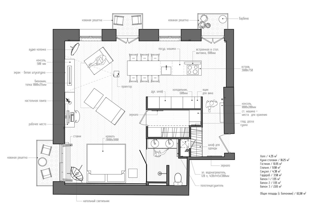 INT2 Architecture, проект интерьера, интерьер квартиры 55 квадратных метров, дизайн небольшой квартиры, дизайн проект квартиры, французская неоклассика